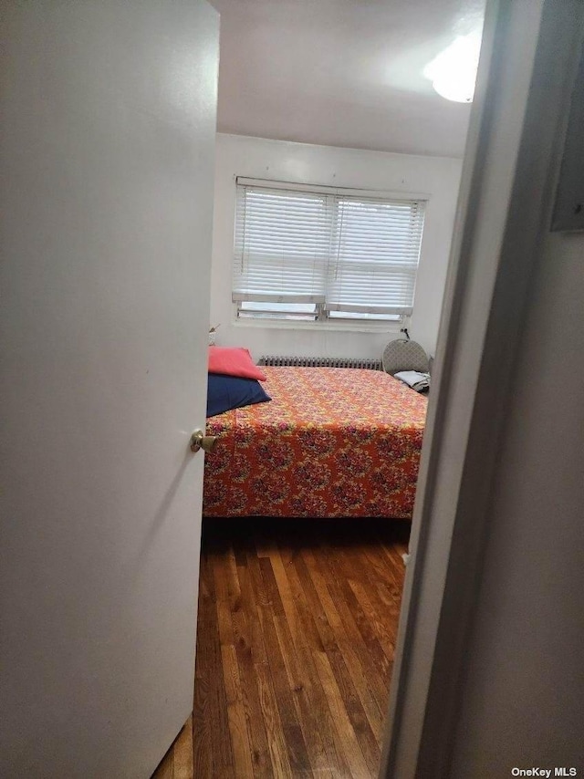 bedroom featuring dark wood-style flooring