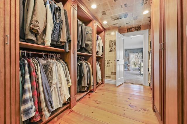 walk in closet featuring hardwood / wood-style flooring