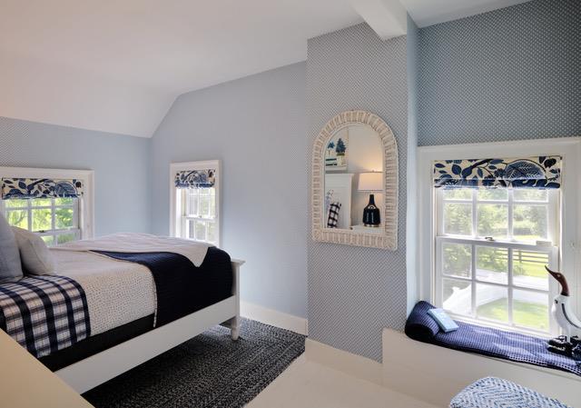 bedroom with vaulted ceiling with beams