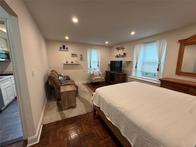 555 Broadway Ave Unit 1H, Hastings-On-Hudson, NY 10706 - bedroom featuring baseboards and recessed lighting