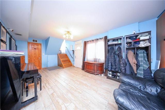 living room featuring light wood-type flooring