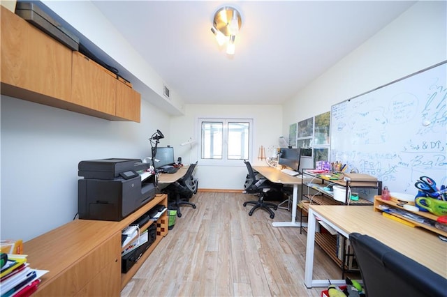 office area featuring light wood-type flooring