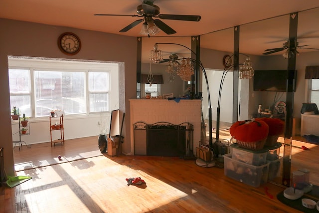 11551 209th St, Cambria Heights, NY 11411 - living room with a ceiling fan and wood finished floors