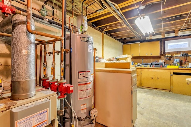 utility room featuring water heater