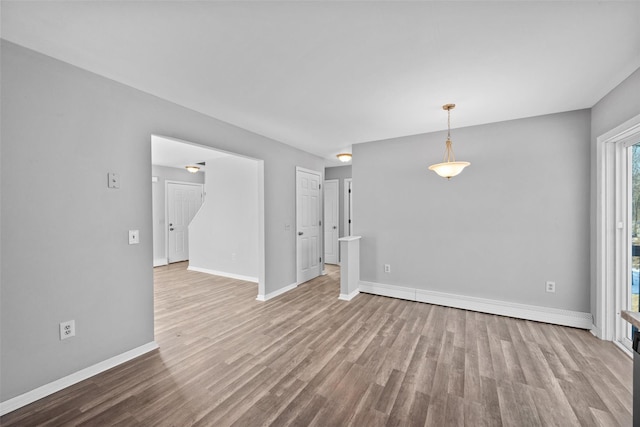 unfurnished living room featuring light hardwood / wood-style floors