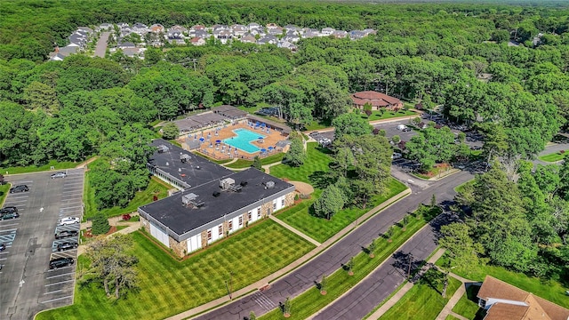 aerial view with a forest view