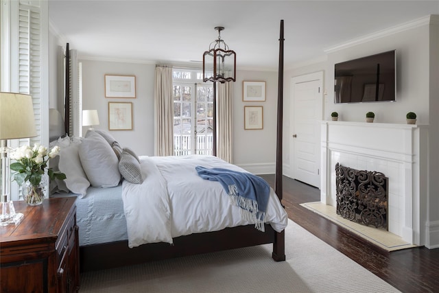 500 Hardscrabble Rd, Briarcliff Manor, NY 10510 - bedroom with a chandelier, wood finished floors, and ornamental molding