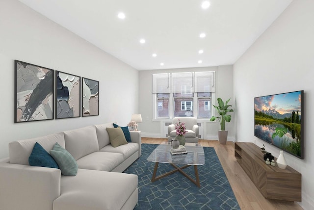 living room with hardwood / wood-style floors