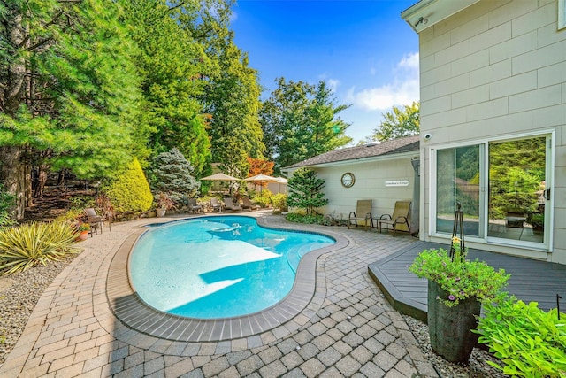 outdoor pool featuring a patio area