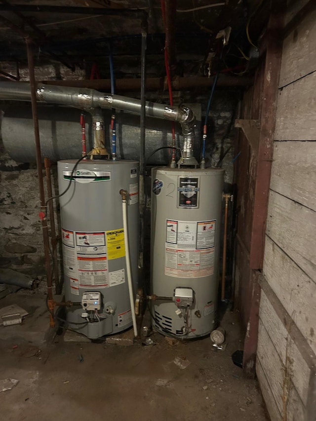 utility room featuring gas water heater