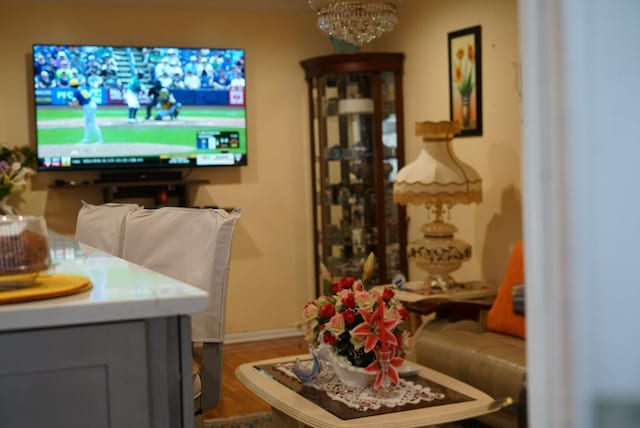 living room featuring baseboards