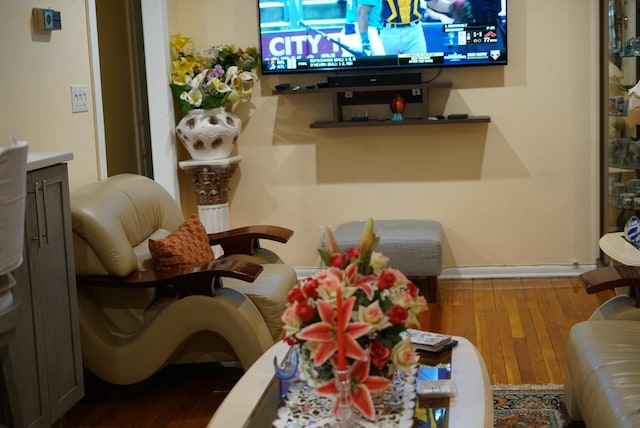 living room with wood finished floors
