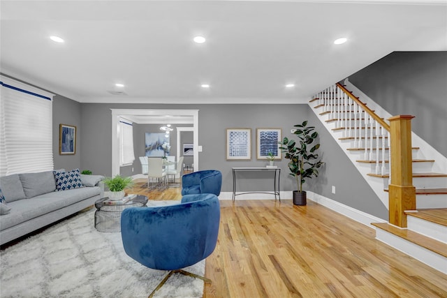 living room with hardwood / wood-style flooring