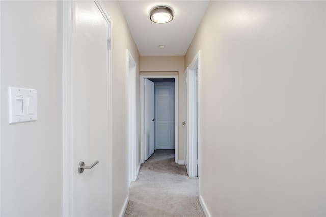 corridor with light colored carpet