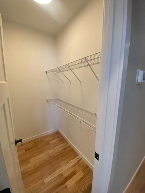 walk in closet featuring hardwood / wood-style flooring