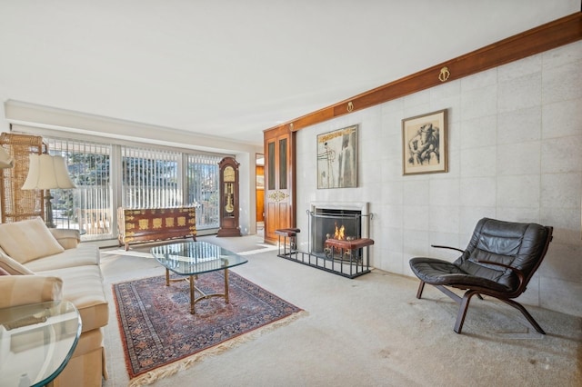 living room featuring carpet floors