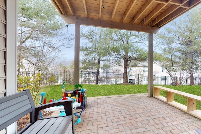 view of patio featuring a fenced backyard