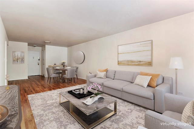 living room with wood-type flooring