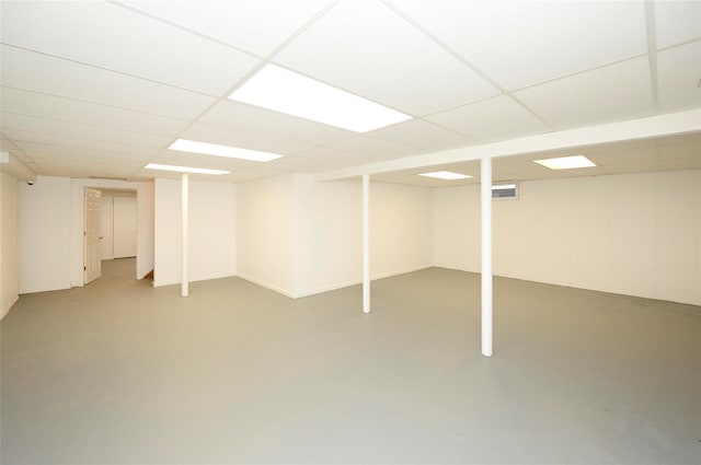 basement with a drop ceiling