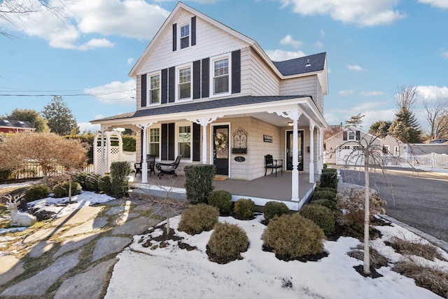 view of front of property featuring covered porch