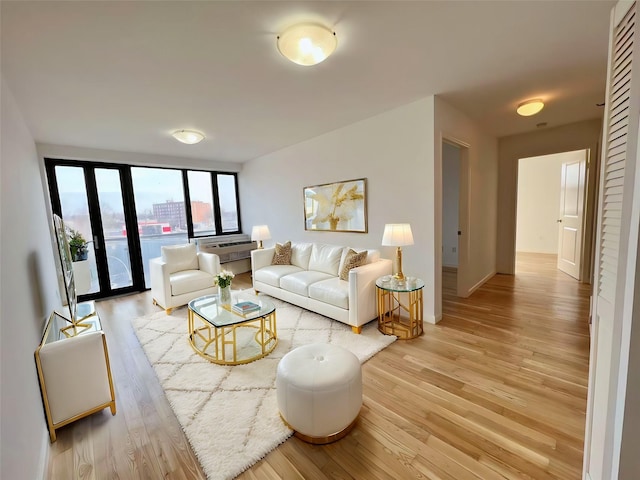 living room featuring light wood-type flooring