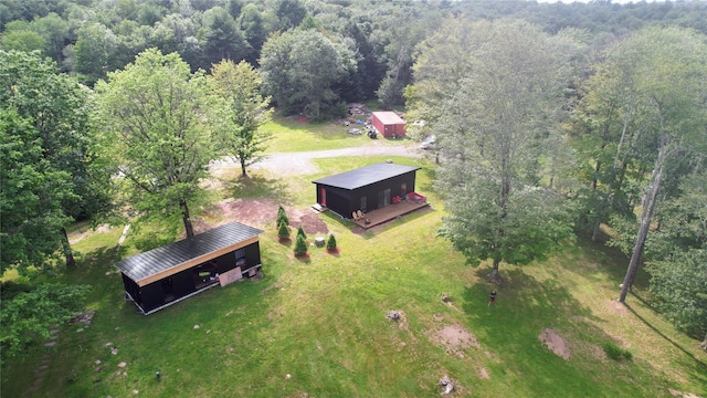 aerial view featuring a forest view