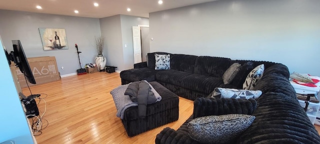 living room with light hardwood / wood-style floors