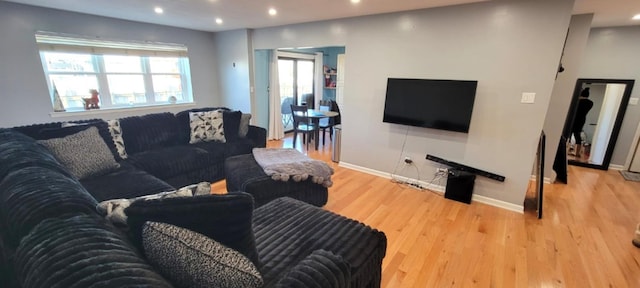 living room featuring light hardwood / wood-style floors