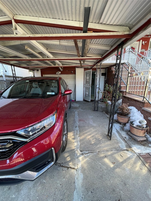 view of garage