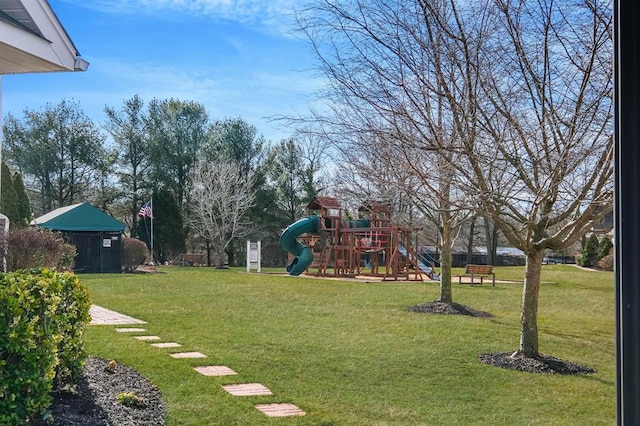 view of yard featuring a playground