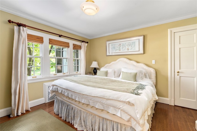 133AKA139 Hampshire Rd, Bronxville, NY 10708 - bedroom with baseboards, crown molding, and dark wood-type flooring