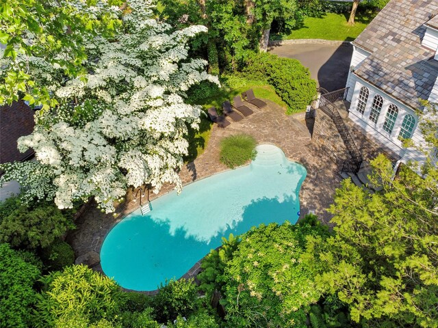 133AKA139 Hampshire Rd, Bronxville, NY 10708 - drone / aerial view of a pool area