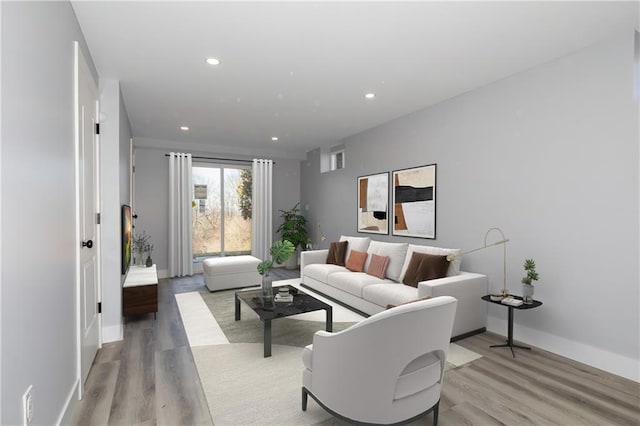 living room with light wood-type flooring