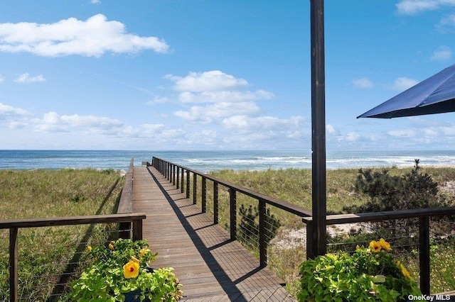 view of water feature with a view of the beach