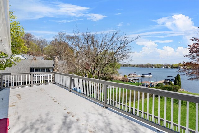 view of patio / terrace with a water view