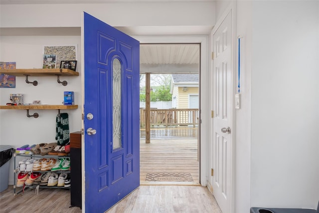 foyer entrance featuring wood finished floors