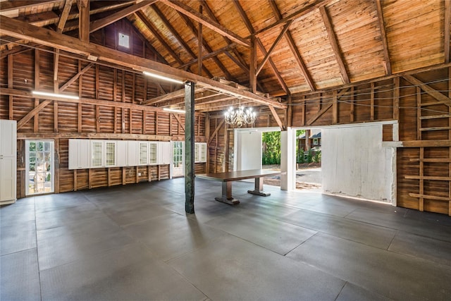 garage with wooden ceiling