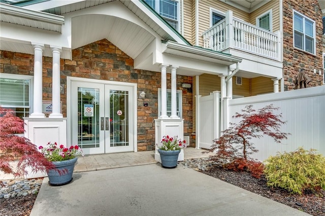 view of exterior entry with french doors