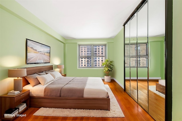 bedroom with wood-type flooring