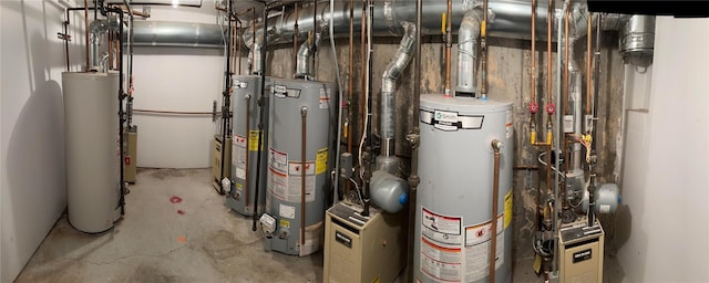 utility room with gas water heater