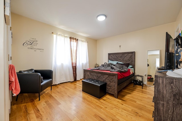 bedroom with light hardwood / wood-style flooring