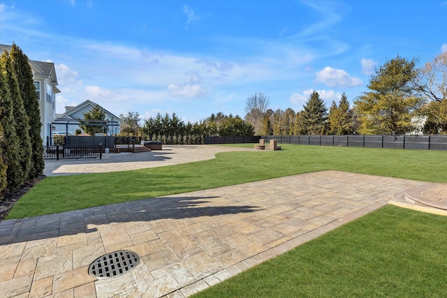 view of patio featuring a gazebo and fence