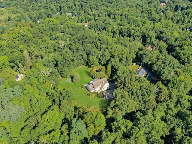 aerial view with a wooded view