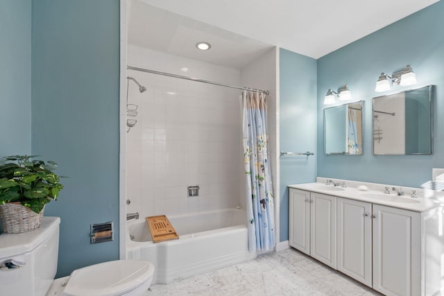 8 Stonegate Ln, Old Brookville, NY 11545 - bathroom featuring toilet, shower / bath combo, and double vanity