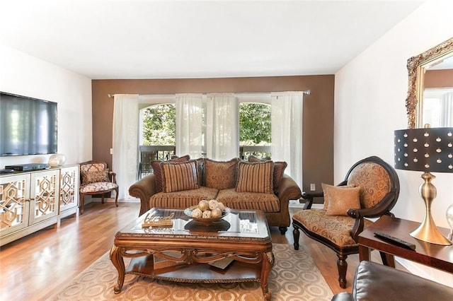 living room with light wood-type flooring