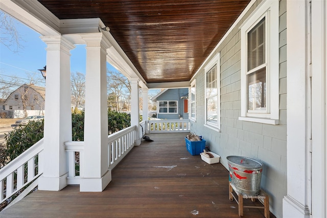 deck featuring covered porch