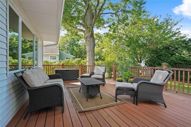 deck featuring outdoor lounge area