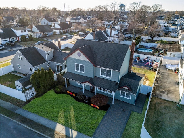 aerial view with a residential view