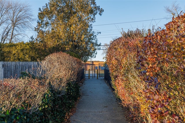 view of property's community with a gate and fence