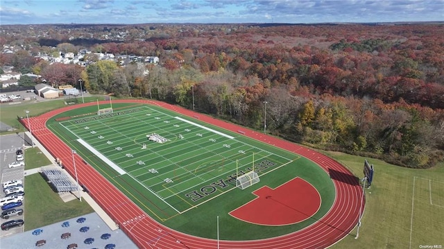 aerial view with a wooded view